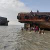 The abandoned tugboat, the Navimar 3, off the coast of Bangladesh